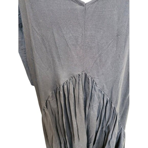 AVENUE Black Viscose Maxi Dress Size 22/24 NWT Full Flowy Ruched - Picture 3 of 11